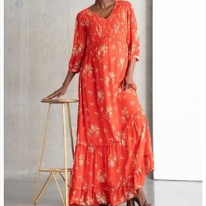 Floral Orange Maxi Dress